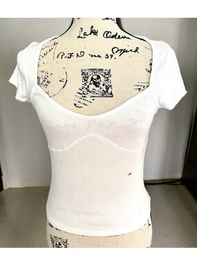 🔴 5 for $10 Urban Outfitters White Ribbed Viscose Top Short Sleeve Size M